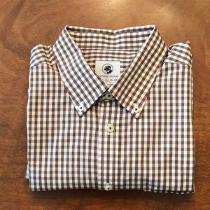 Southern Proper brown/white check L/S button down